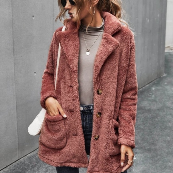 Black comfy button pocket teddy jacket coat - Picture 13 of 14